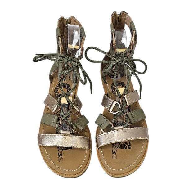 SOREL Womens Ella Lace Up High Top Leather Gladiator Sandals, Rose/Sage, Size 9 - Picture 3 of 9